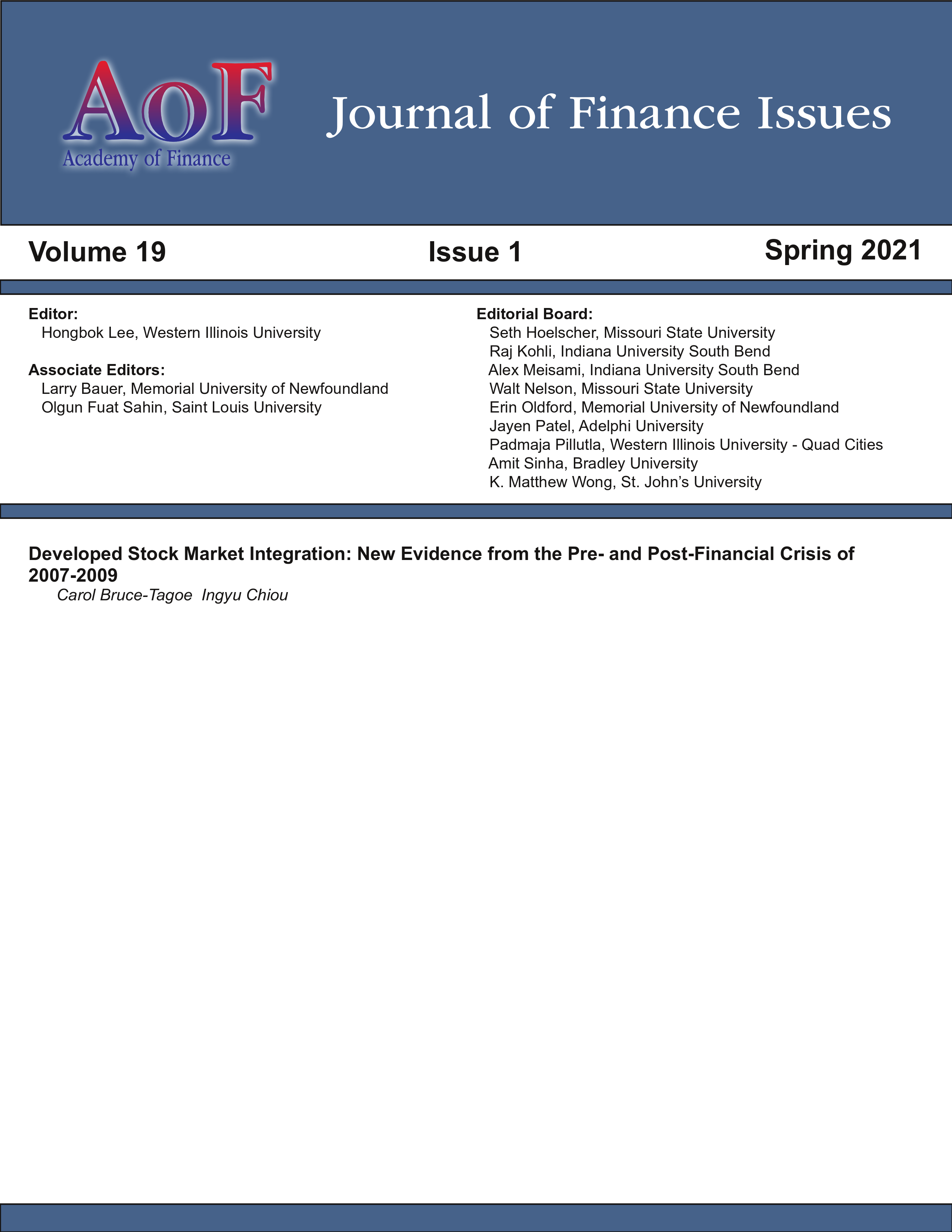 					View Vol. 19 No. 1 (2021): Spring 2021
				