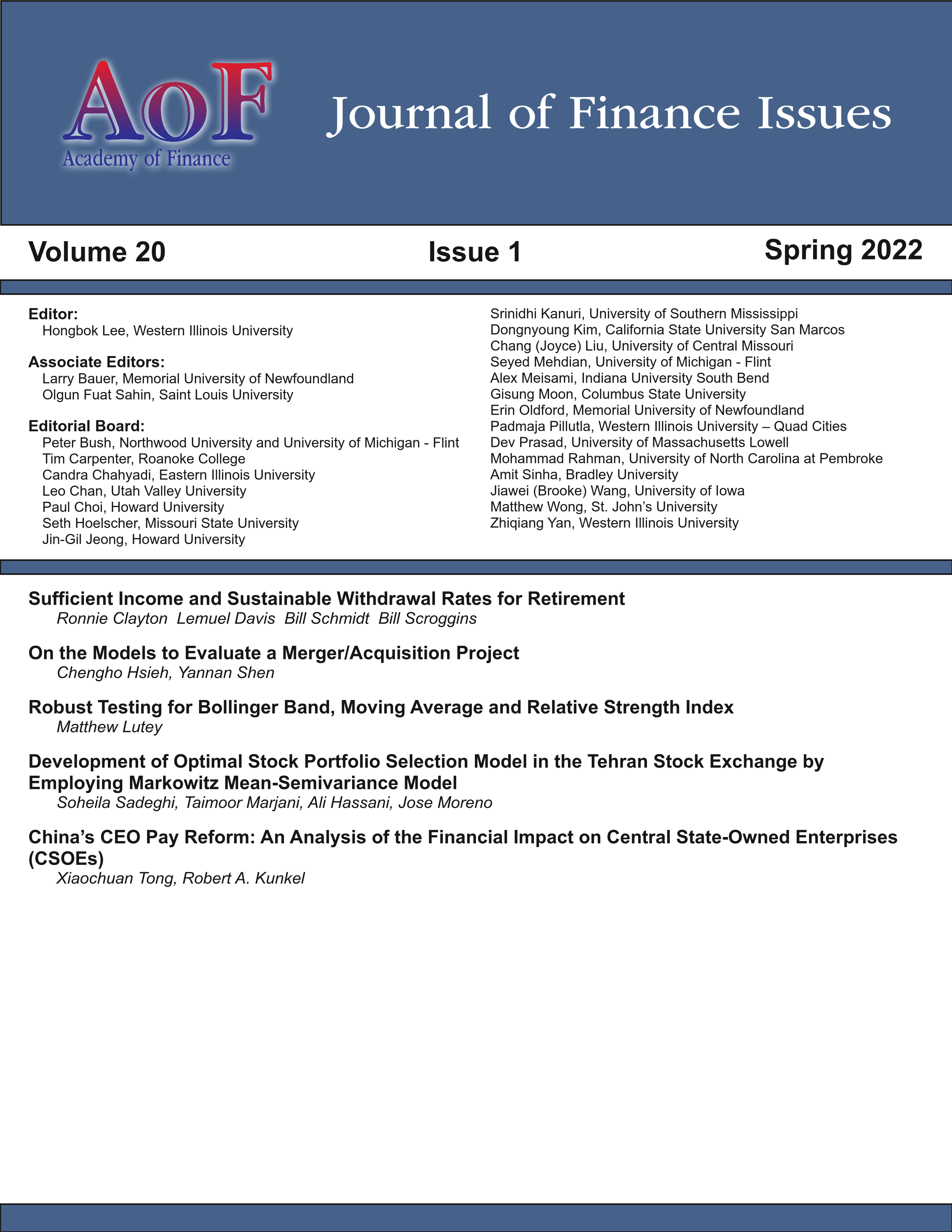 					View Vol. 20 No. 1 (2022): Spring 2022
				