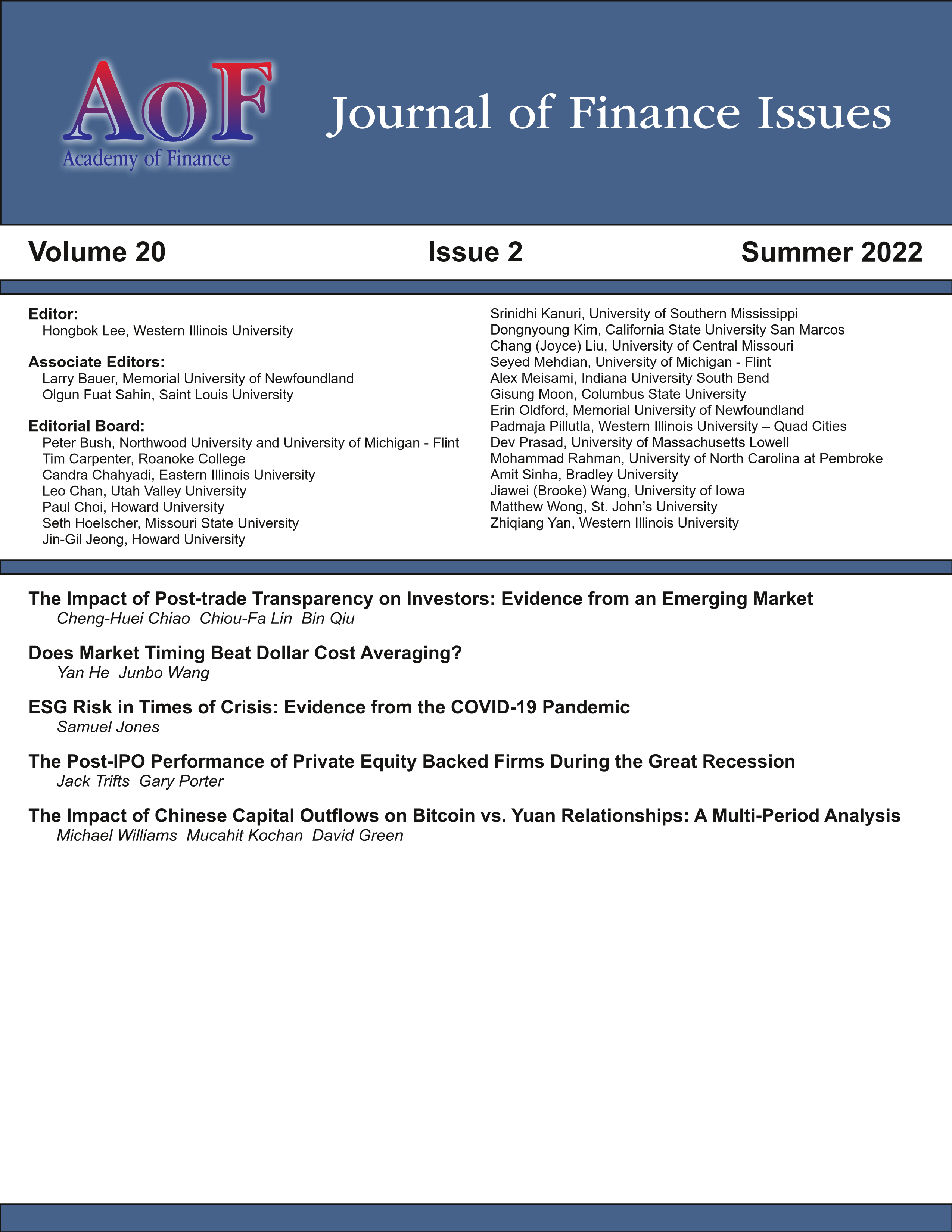 					View Vol. 20 No. 2 (2022): Summer 2022
				